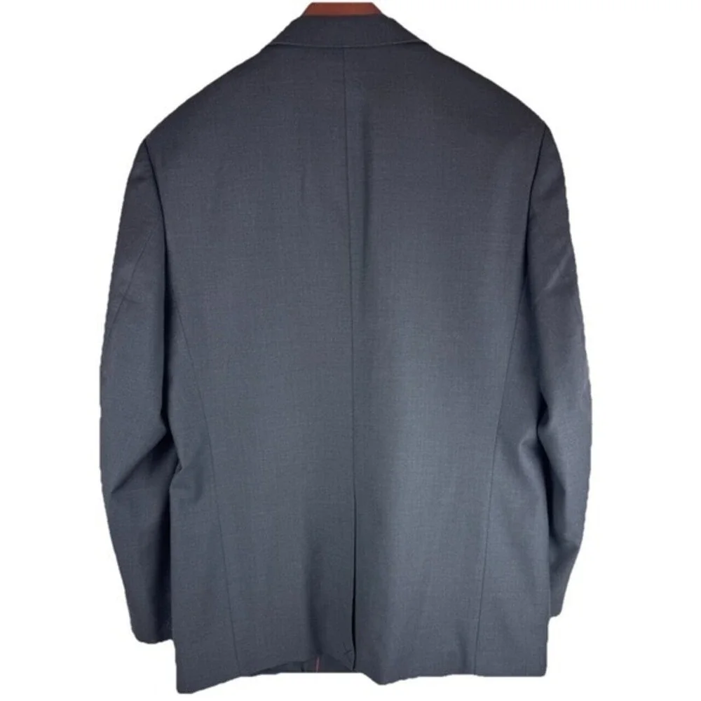 SANTORELLI‎ Linen Blu Pronton Mens Blazer 42R Fine Merino Wool Black Super 140's